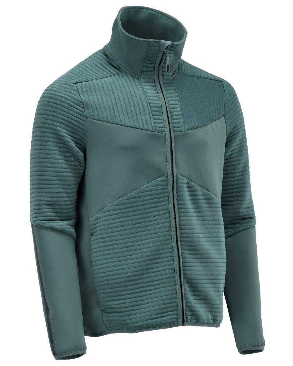Light Forest Green Coloured Mascot Workwear Mens Customized Fleece Jumper With Zipper on white background 