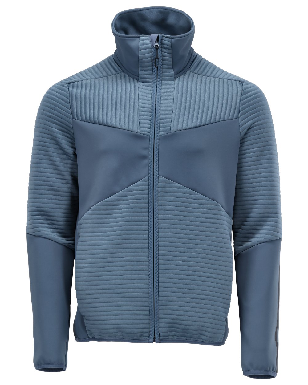 Stone Blue Coloured Mascot Workwear Mens Customized Fleece Jumper With Zipper on white background 