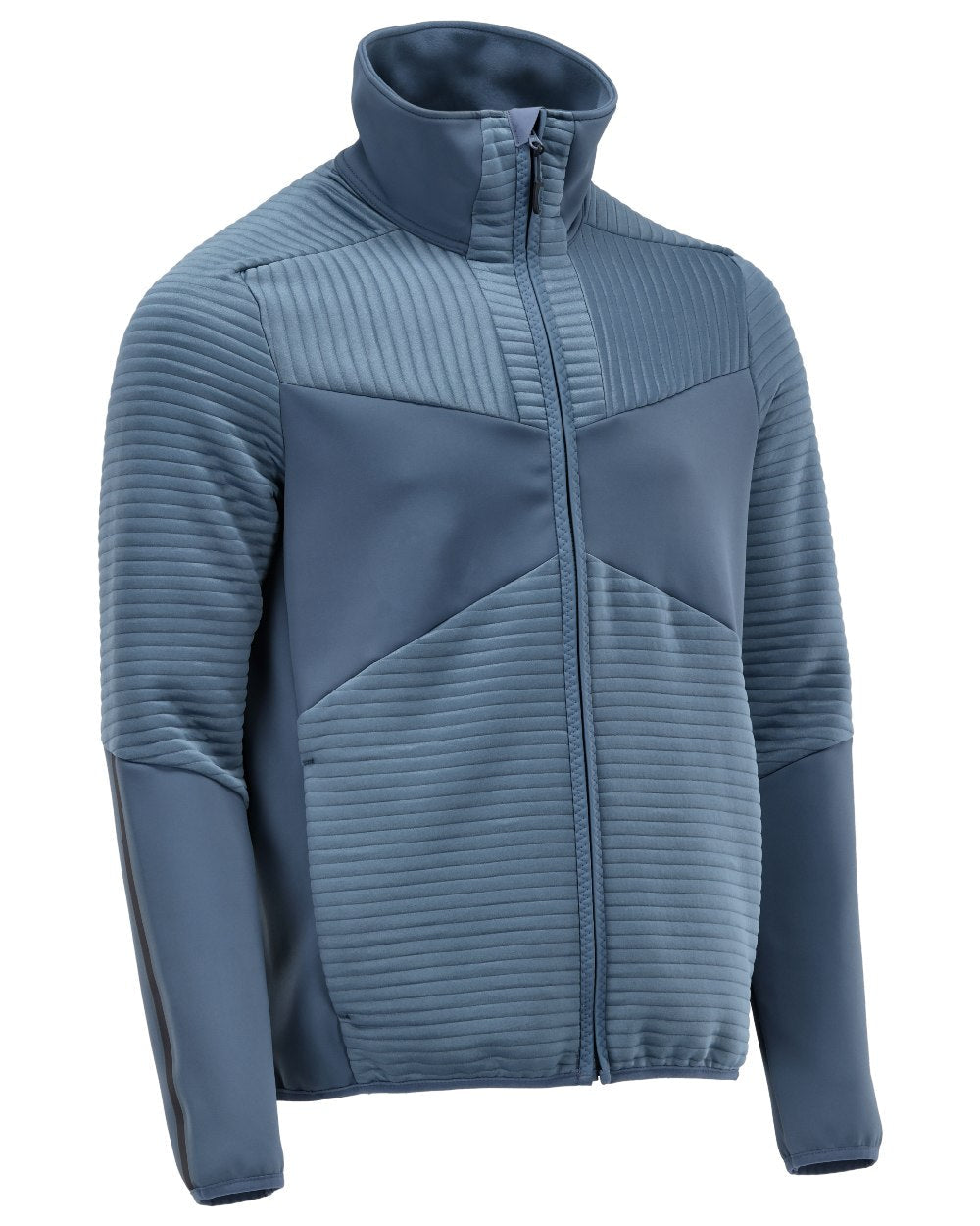 Stone Blue Coloured Mascot Workwear Mens Customized Fleece Jumper With Zipper on white background 