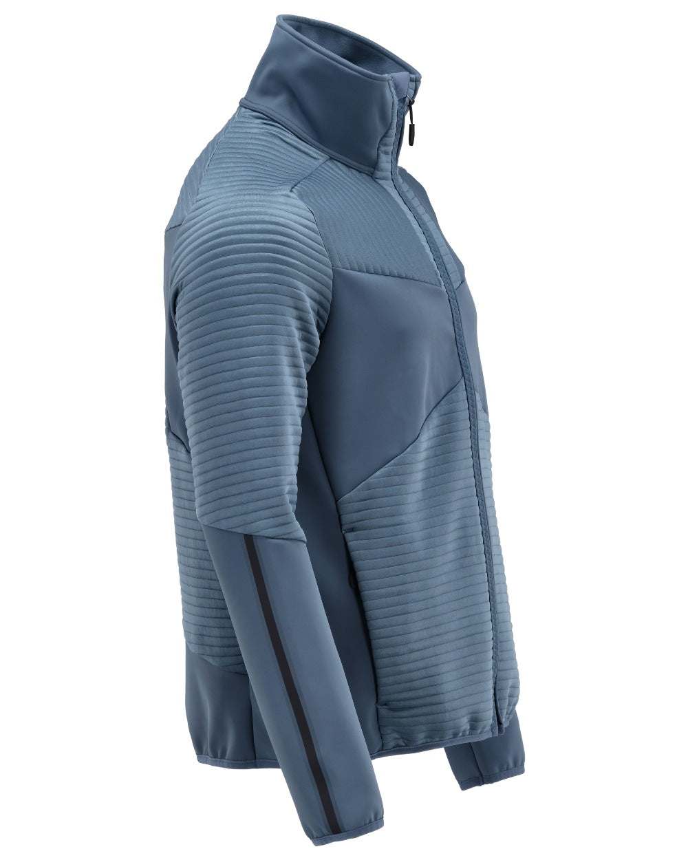 Stone Blue Coloured Mascot Workwear Mens Customized Fleece Jumper With Zipper on white background 