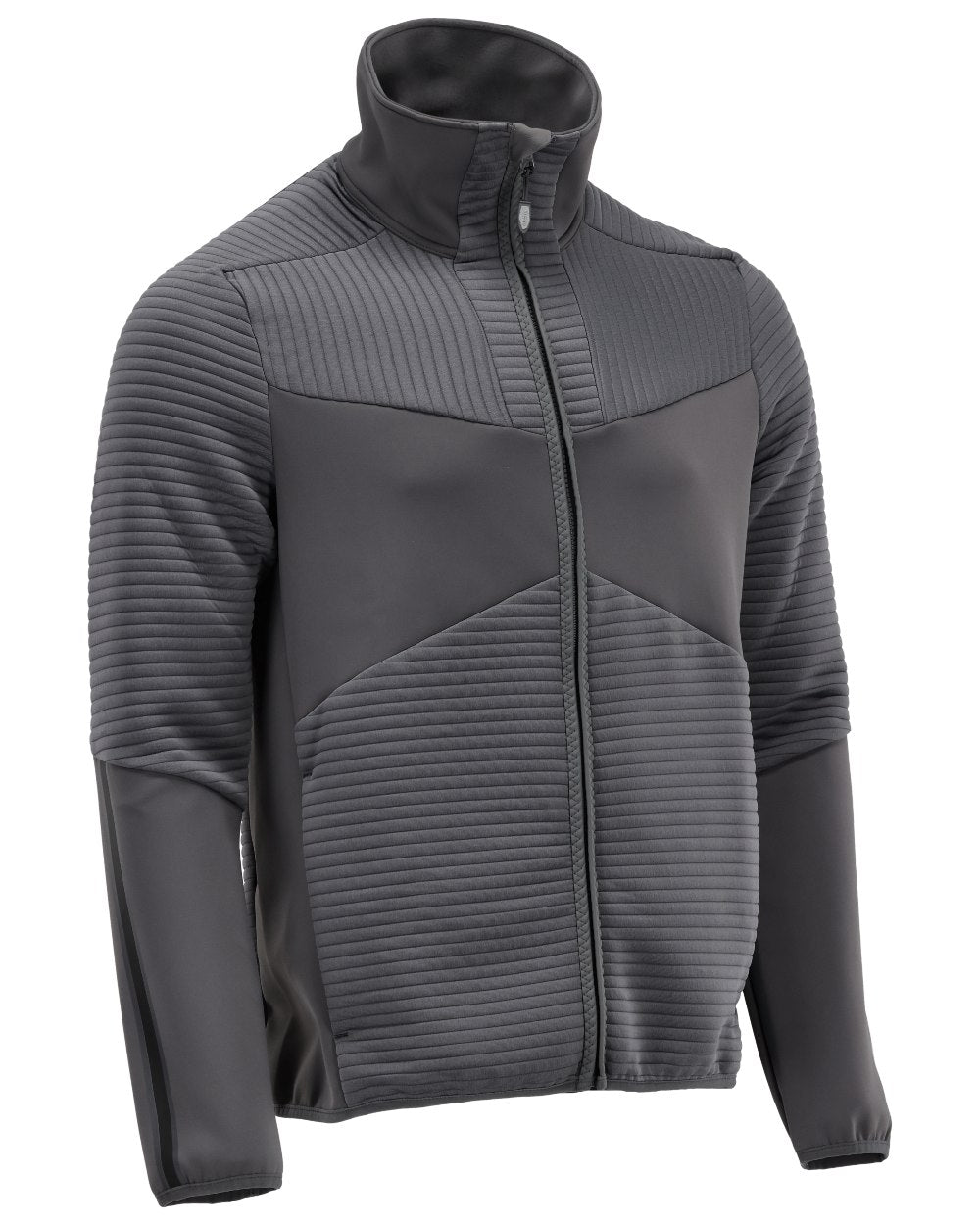 Stone Grey Coloured Mascot Workwear Mens Customized Fleece Jumper With Zipper on white background 