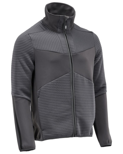 Stone Grey Coloured Mascot Workwear Mens Customized Fleece Jumper With Zipper on white background 