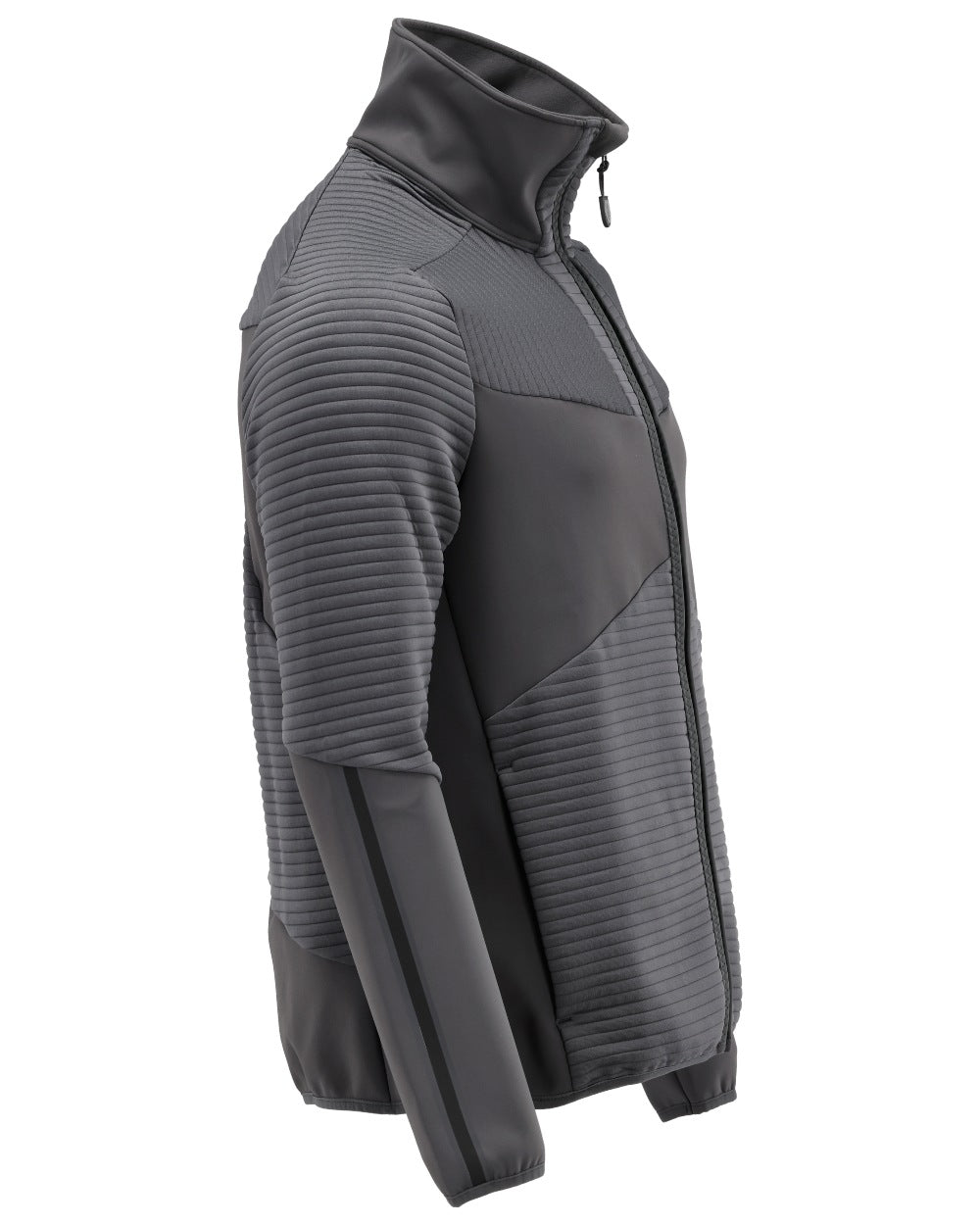 Stone Grey Coloured Mascot Workwear Mens Customized Fleece Jumper With Zipper on white background 