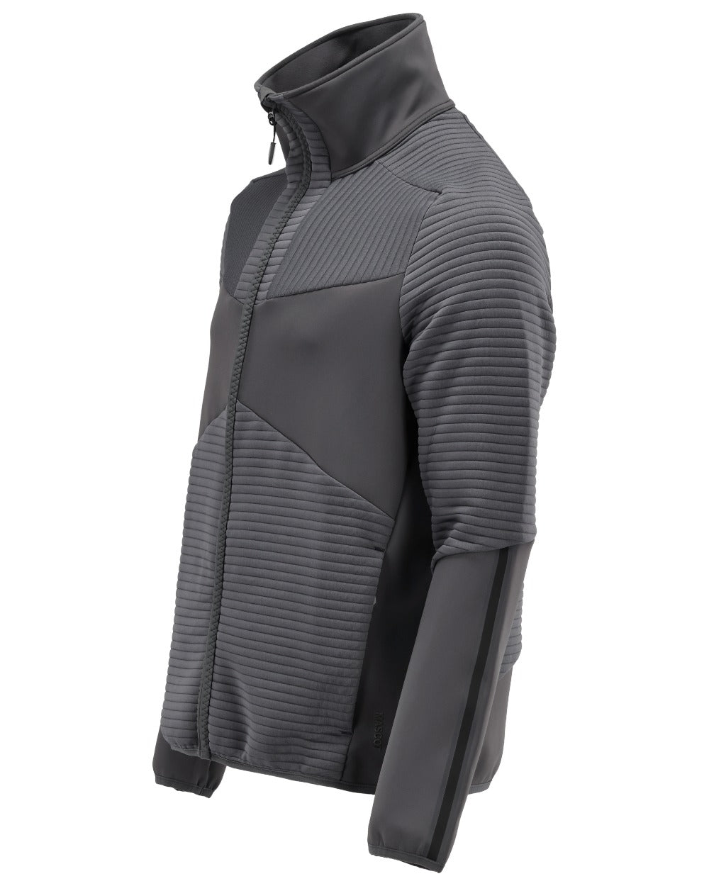 Stone Grey Coloured Mascot Workwear Mens Customized Fleece Jumper With Zipper on white background 