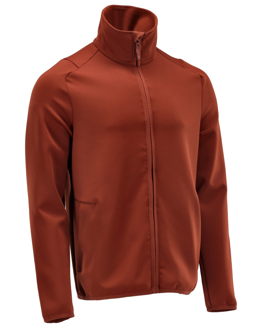 Autumn Red Coloured Mascot Workwear Mens Customized Full Zip Fleece Jumper on white background 