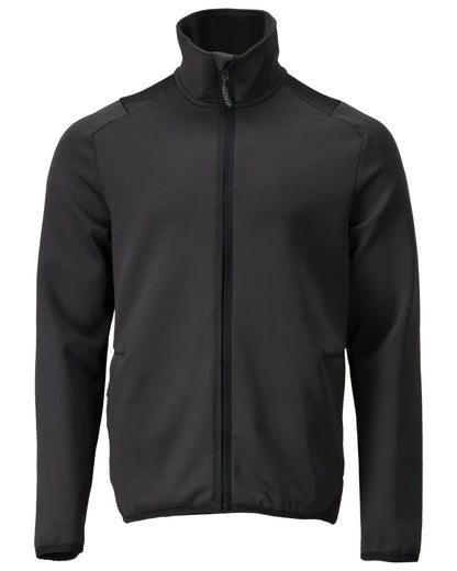 Black Coloured Mascot Workwear Mens Customized Full Zip Fleece Jumper on white background 