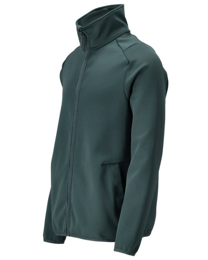 Forest Green Coloured Mascot Workwear Mens Customized Full Zip Fleece Jumper on white background 
