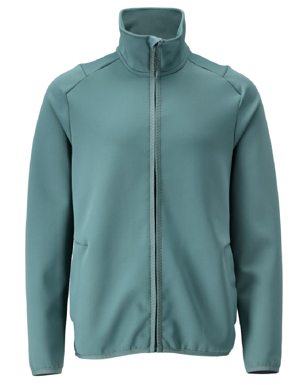 Light Forest Green Coloured Mascot Workwear Mens Customized Full Zip Fleece Jumper on white background 