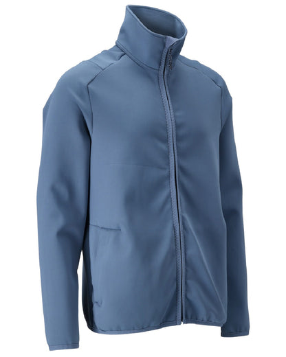 Stone Blue Coloured Mascot Workwear Mens Customized Full Zip Fleece Jumper on white background 