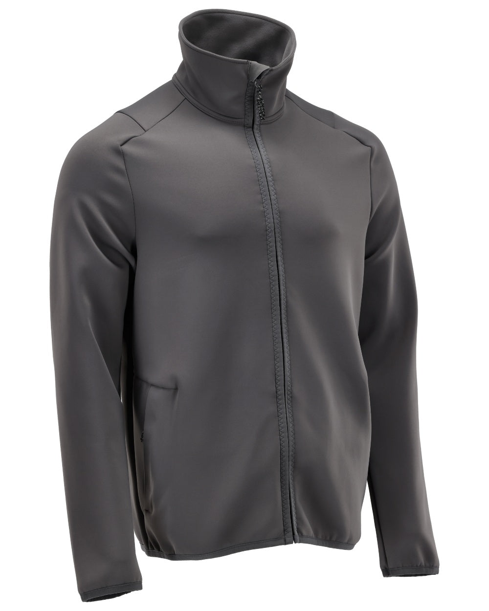 Stone Grey Coloured Mascot Workwear Mens Customized Full Zip Fleece Jumper on white background 