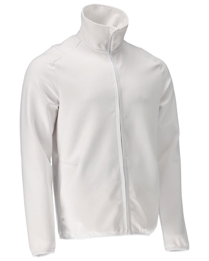 White Coloured Mascot Workwear Mens Customized Full Zip Fleece Jumper on white background 