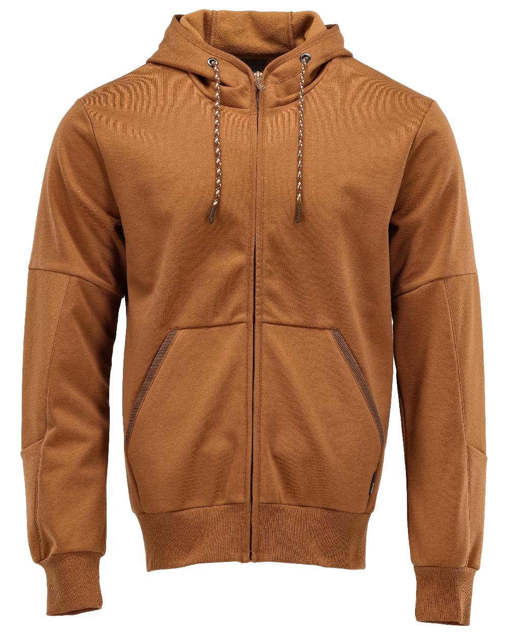 Nut Brown Coloured Mascot Workwear Mens Customized Hoodie With Windproof Membrane on white background 