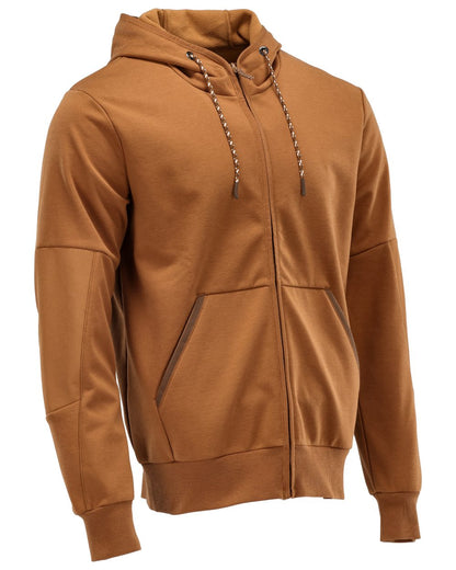 Nut Brown Coloured Mascot Workwear Mens Customized Hoodie With Windproof Membrane on white background 