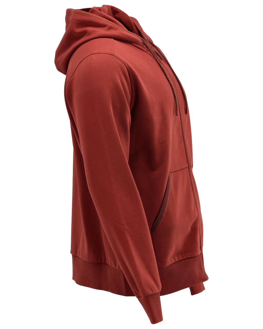 Autumn Red Coloured Mascot Workwear Mens Customized Hoodie With Zipper on white background 
