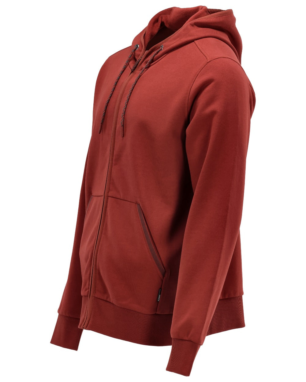 Autumn Red Coloured Mascot Workwear Mens Customized Hoodie With Zipper on white background 