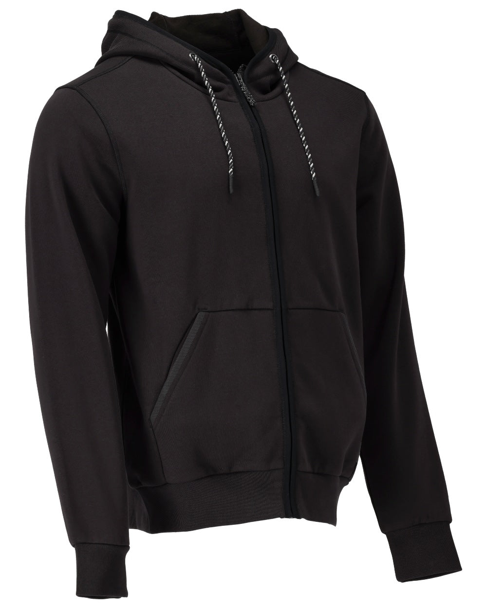 Black Coloured Mascot Workwear Mens Customized Hoodie With Zipper on white background 