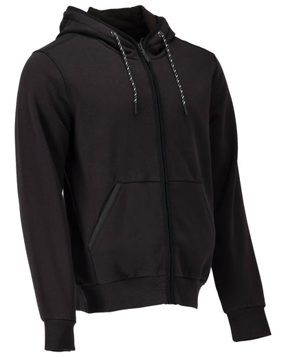 Black Coloured Mascot Workwear Mens Customized Hoodie With Zipper on white background 
