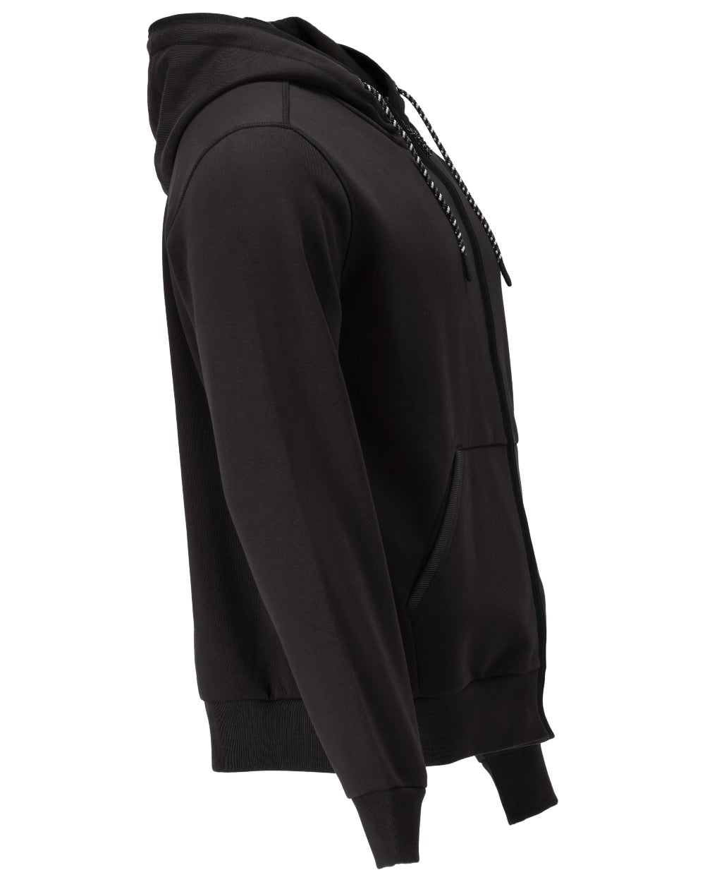 Black Coloured Mascot Workwear Mens Customized Hoodie With Zipper on white background 