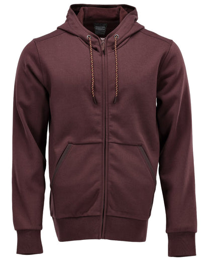 Bordeaux Coloured Mascot Workwear Mens Customized Hoodie With Zipper on white background 
