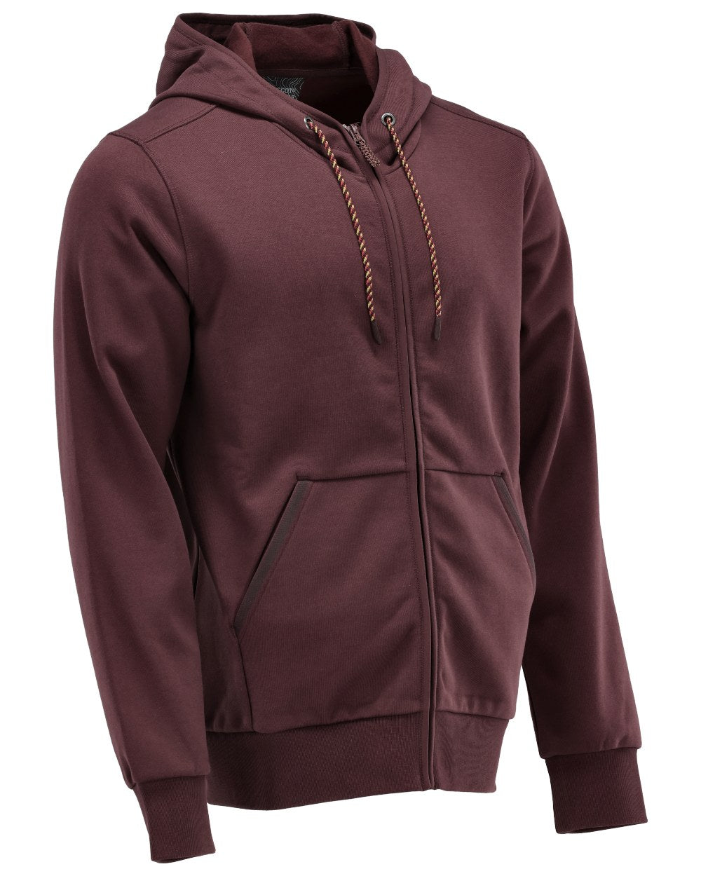Bordeaux Coloured Mascot Workwear Mens Customized Hoodie With Zipper on white background 