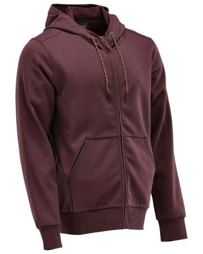 Bordeaux Coloured Mascot Workwear Mens Customized Hoodie With Zipper on white background 