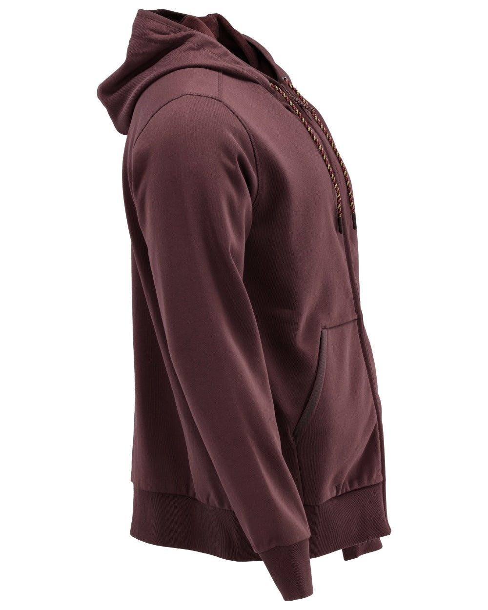 Bordeaux Coloured Mascot Workwear Mens Customized Hoodie With Zipper on white background 