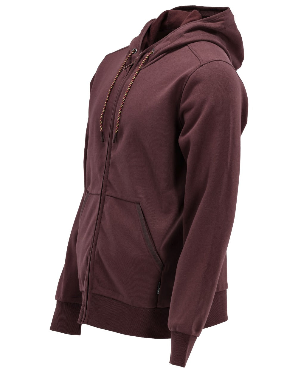 Bordeaux Coloured Mascot Workwear Mens Customized Hoodie With Zipper on white background 