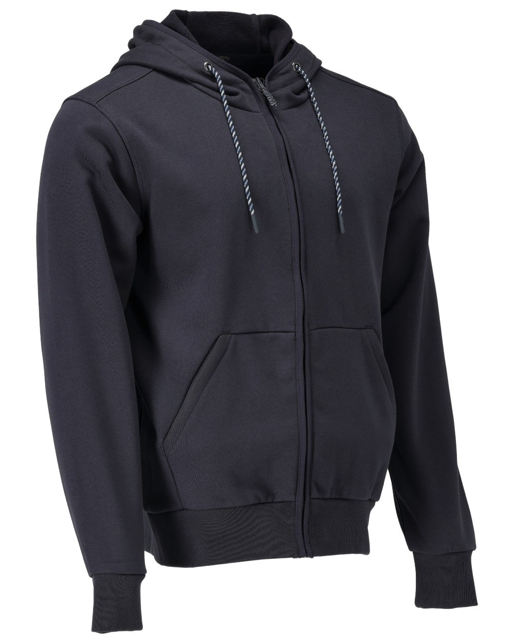 Dark Navy Coloured Mascot Workwear Mens Customized Hoodie With Zipper on white background 