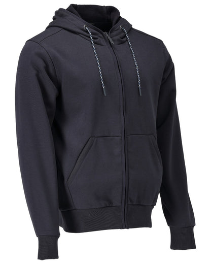 Dark Navy Coloured Mascot Workwear Mens Customized Hoodie With Zipper on white background 