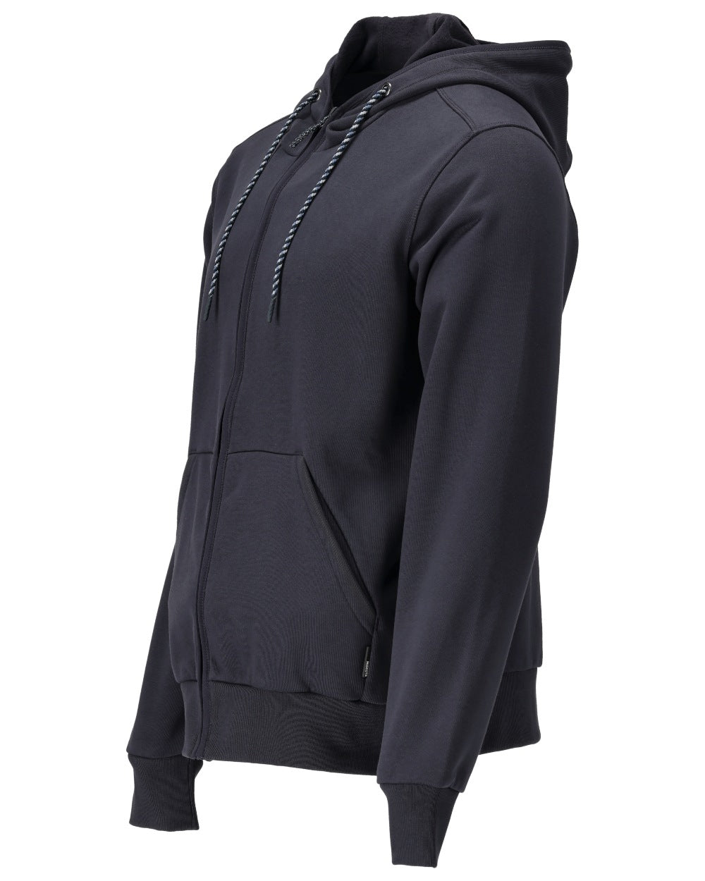 Dark Navy Coloured Mascot Workwear Mens Customized Hoodie With Zipper on white background 