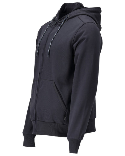 Dark Navy Coloured Mascot Workwear Mens Customized Hoodie With Zipper on white background 