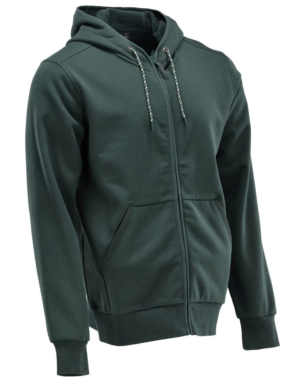 Forest Green Coloured Mascot Workwear Mens Customized Hoodie With Zipper on white background 
