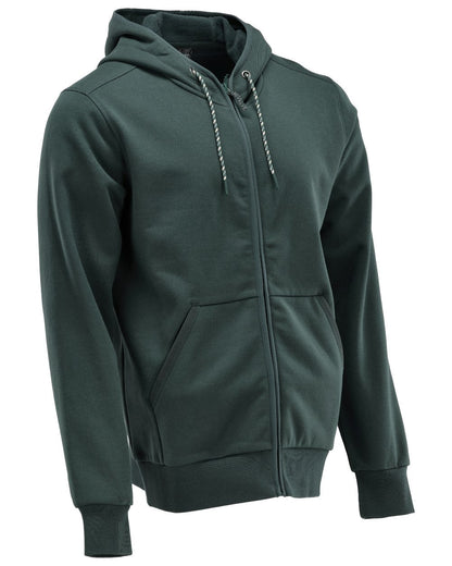 Forest Green Coloured Mascot Workwear Mens Customized Hoodie With Zipper on white background 