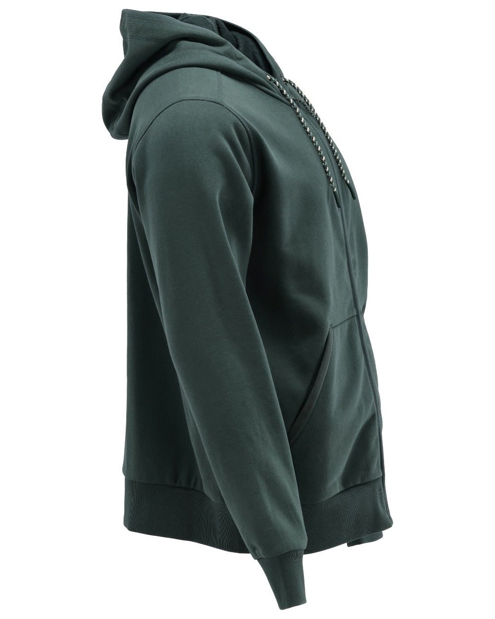 Forest Green Coloured Mascot Workwear Mens Customized Hoodie With Zipper on white background 
