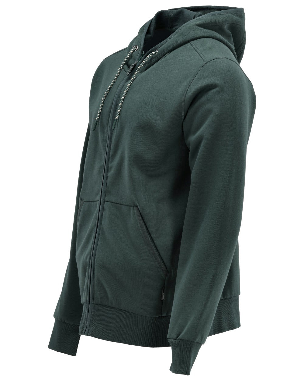 Forest Green Coloured Mascot Workwear Mens Customized Hoodie With Zipper on white background 