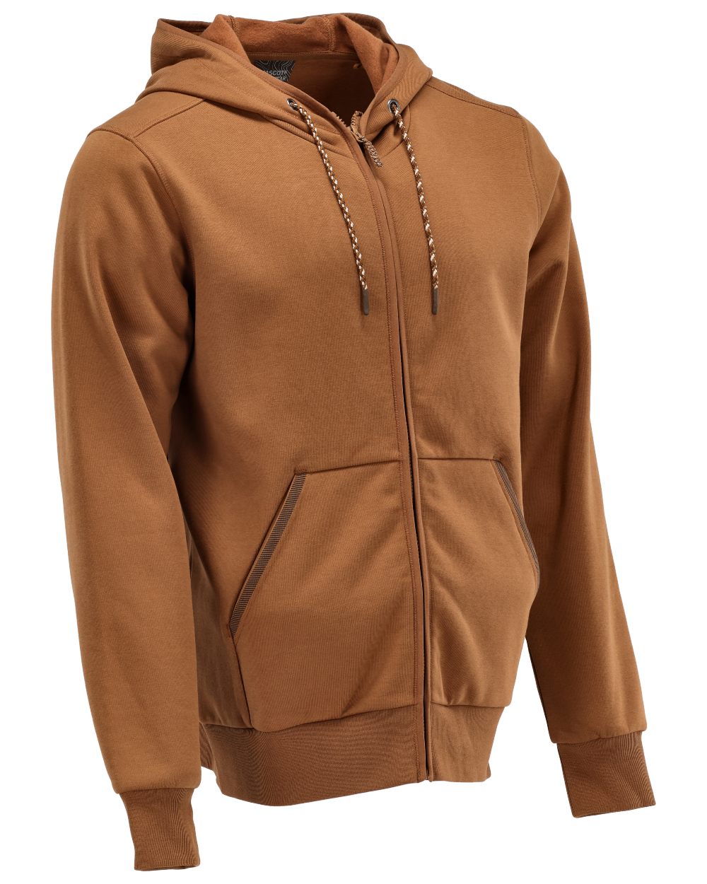 Nut Brown Coloured Mascot Workwear Mens Customized Hoodie With Zipper on white background 