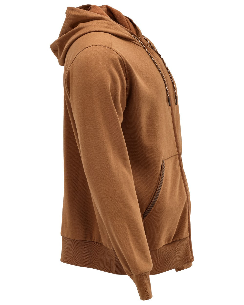 Nut Brown Coloured Mascot Workwear Mens Customized Hoodie With Zipper on white background 