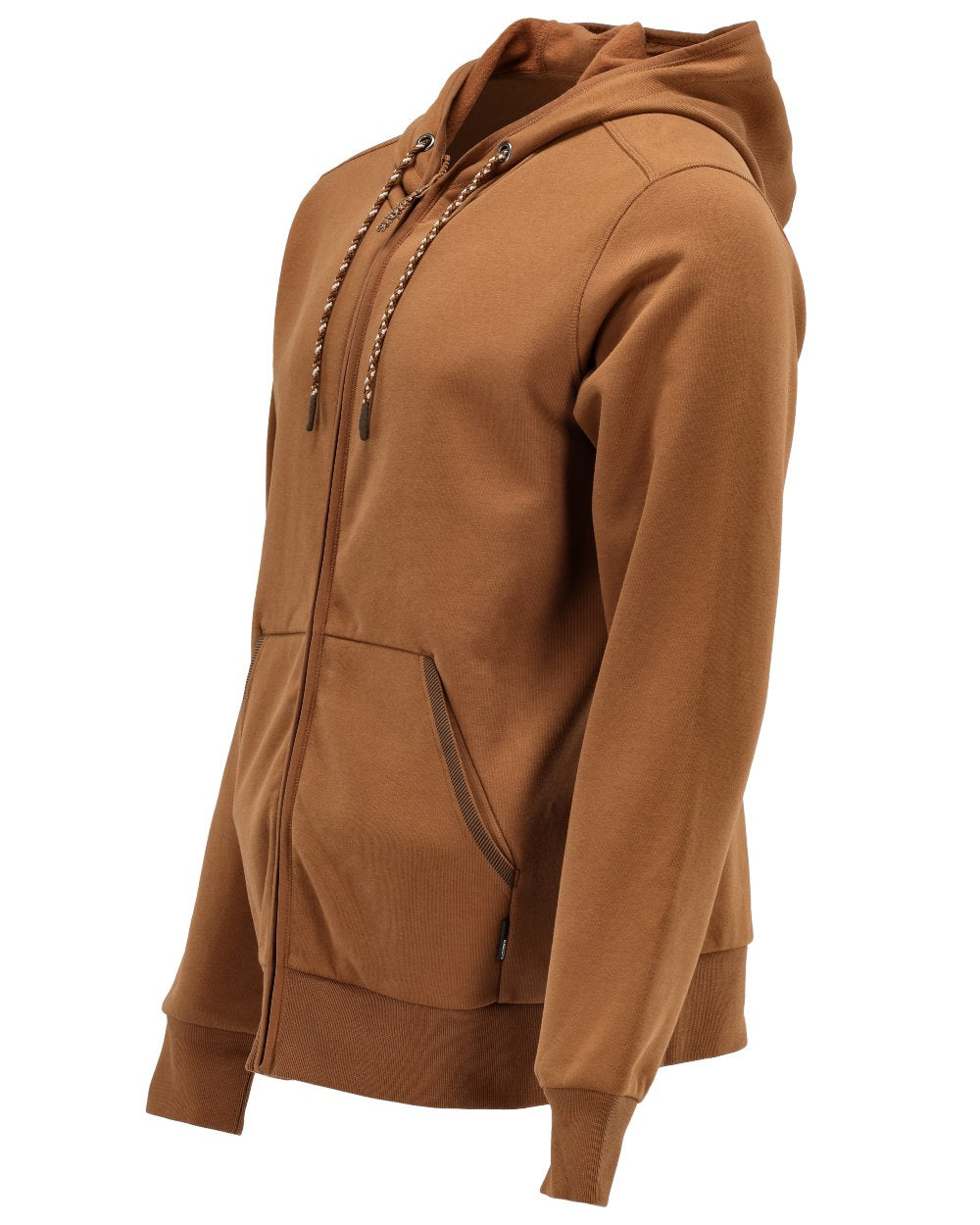 Nut Brown Coloured Mascot Workwear Mens Customized Hoodie With Zipper on white background 
