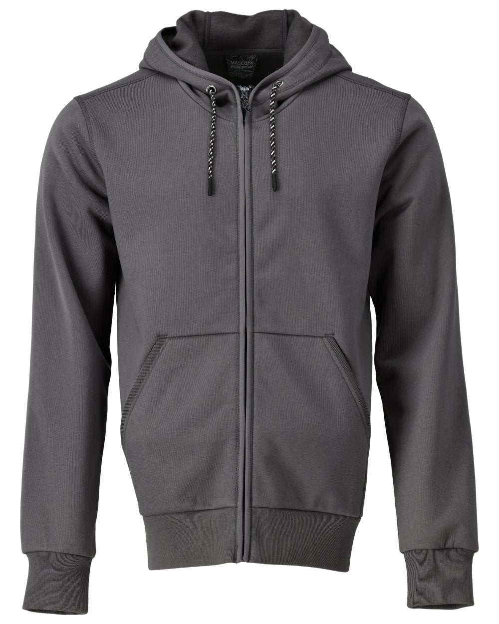 Stone Grey Coloured Mascot Workwear Mens Customized Hoodie With Zipper on white background 