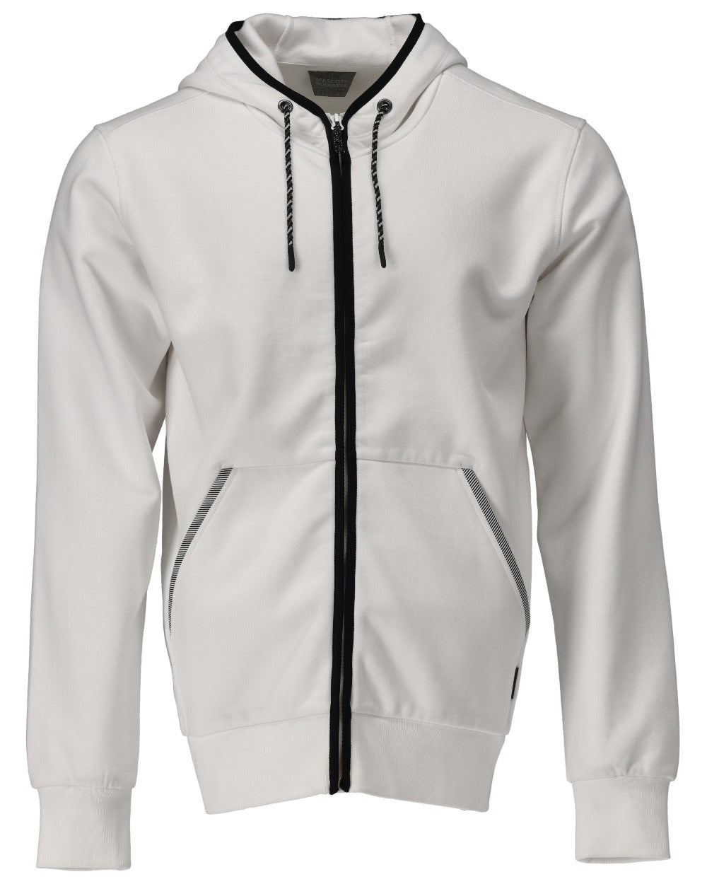 White Coloured Mascot Workwear Mens Customized Hoodie With Zipper on white background 