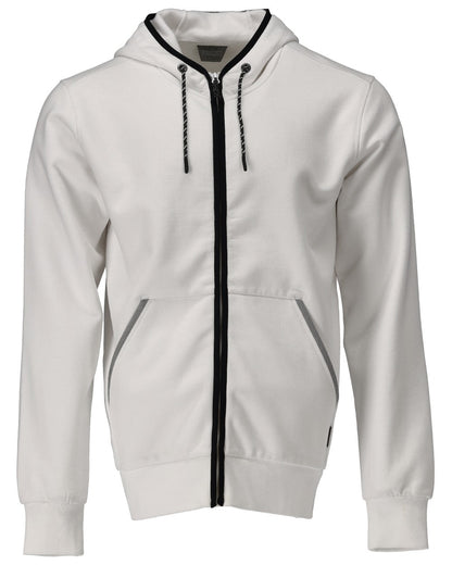 White Coloured Mascot Workwear Mens Customized Hoodie With Zipper on white background 