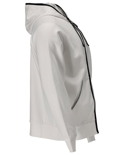 White Coloured Mascot Workwear Mens Customized Hoodie With Zipper on white background 