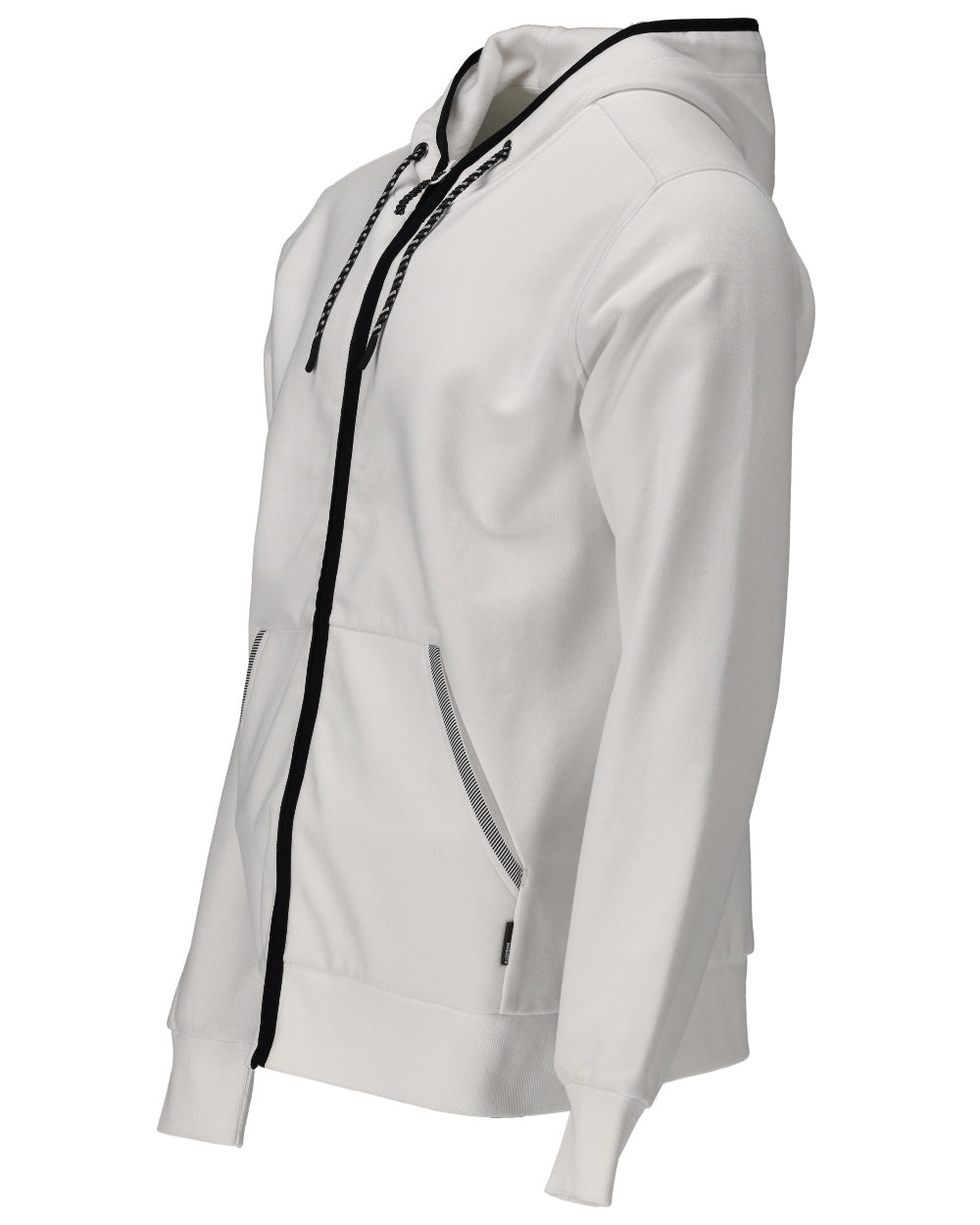 White Coloured Mascot Workwear Mens Customized Hoodie With Zipper on white background 