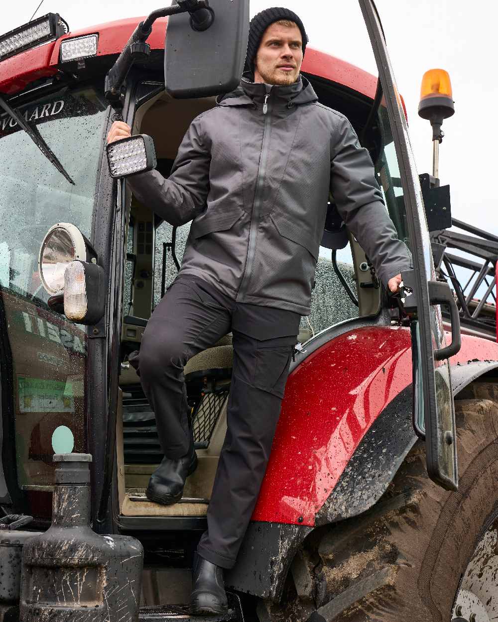 Black Coloured Mascot Workwear Mens Customized Lightweight Functional Trousers on outdoor background 