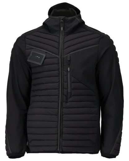 Black Coloured Mascot Workwear Mens Customized Lightweight Jacket With Hood on white background 