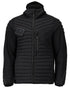 Black Coloured Mascot Workwear Mens Customized Lightweight Jacket With Hood on white background 