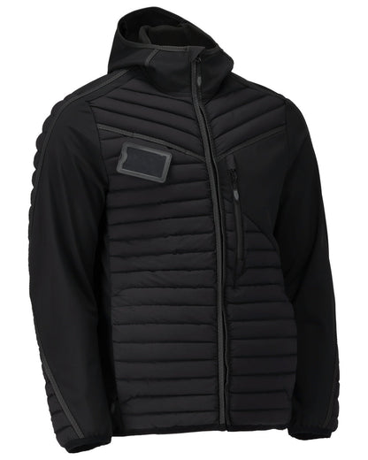 Black Coloured Mascot Workwear Mens Customized Lightweight Jacket With Hood on white background 