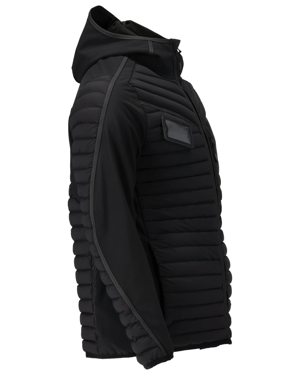 Black Coloured Mascot Workwear Mens Customized Lightweight Jacket With Hood on white background 