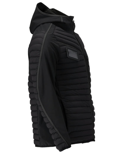Black Coloured Mascot Workwear Mens Customized Lightweight Jacket With Hood on white background 