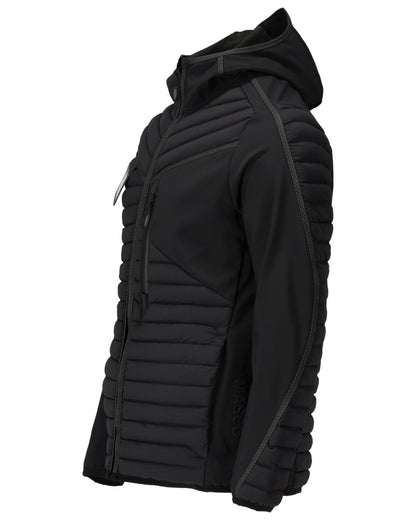 Black Coloured Mascot Workwear Mens Customized Lightweight Jacket With Hood on white background 
